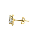 Solid 14K Yellow Gold Cushion Halo CZ Earrings