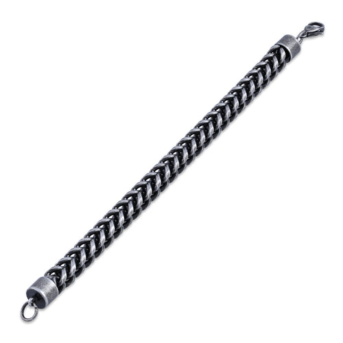 Stainless Steel Dark Antique Finish Curb Bracelet