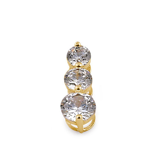 Solid 14K Yellow Gold Triple Tier CZ Pendant