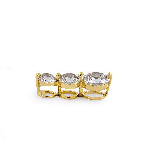 Solid 14K Yellow Gold Triple Tier CZ Pendant