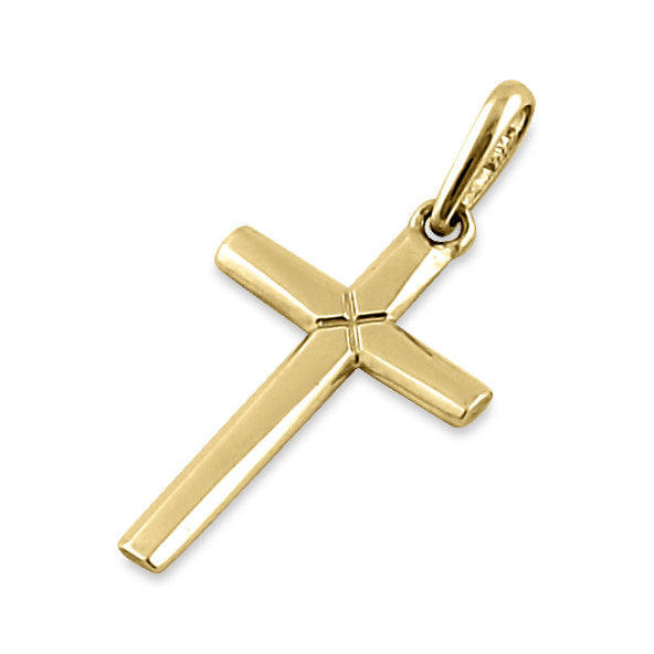 Solid 14K Yellow Gold Plain Cross Pendant