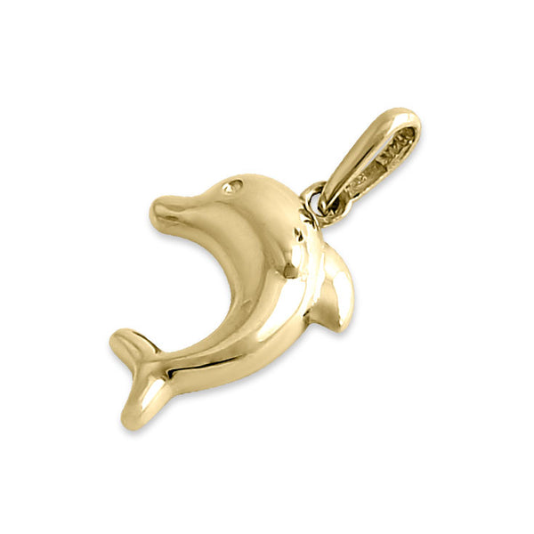 Solid 14K Yellow Gold Dolphin Pendant