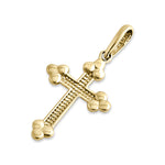 Solid 14K Yellow Gold Rustic Cross Pendant