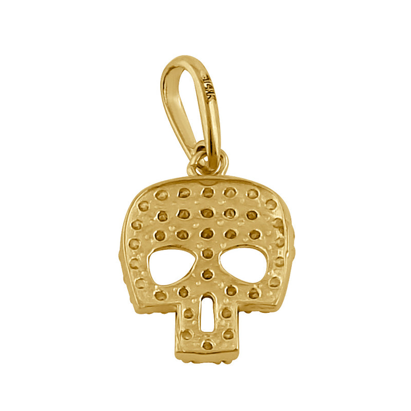 Solid 14K Gold Skull CZ Pendant