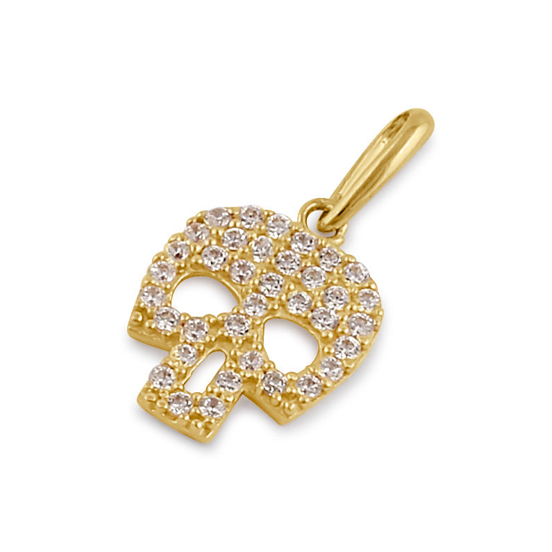 Solid 14K Gold Skull CZ Pendant