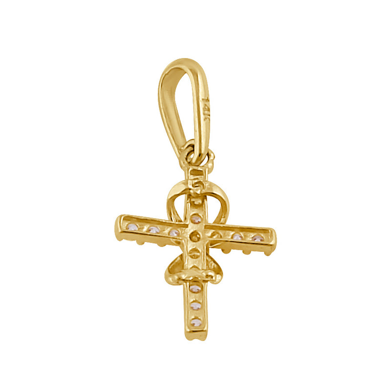 Solid 14K Gold Infinity Cross CZ Pendant