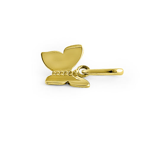 Solid 14K Yellow Gold Butterfly Charm Pendant