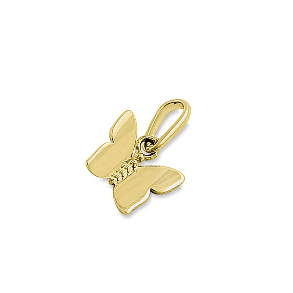 Solid 14K Yellow Gold Butterfly Charm Pendant
