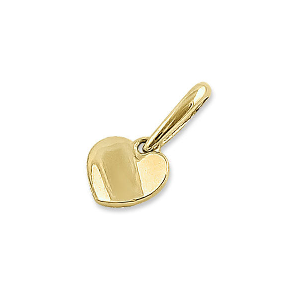 Solid 14K Yellow Gold Heart Charm Pendant