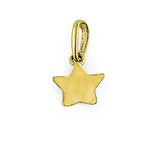 Solid 14K Yellow Gold Star Charm Pendant
