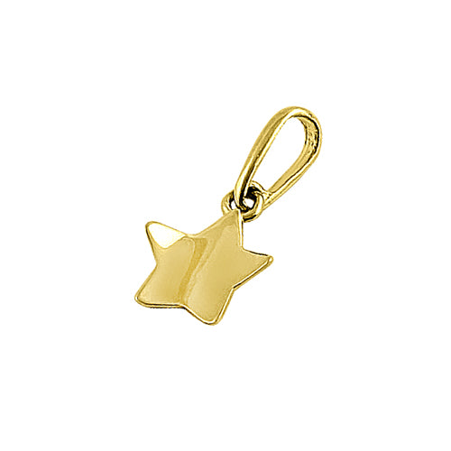 Solid 14K Yellow Gold Star Charm Pendant