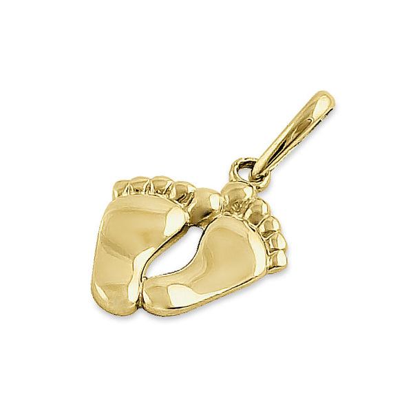 Solid 14K Yellow Gold Toddler Feet Pendant