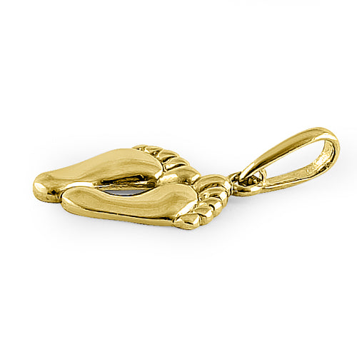 Solid 14K Yellow Gold Toddler Feet Pendant