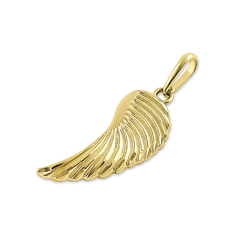 Solid 14K Yellow Gold Angel Wing Pendant