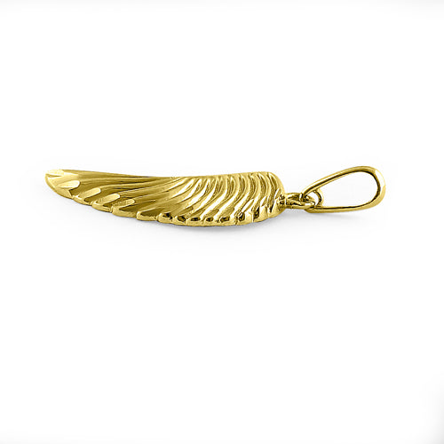 Solid 14K Yellow Gold Angel Wing Pendant