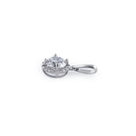 Solid 14K White Gold Round Halo Clear CZ Pendant