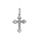 Solid 14K White Gold Rustic Cross Pendant