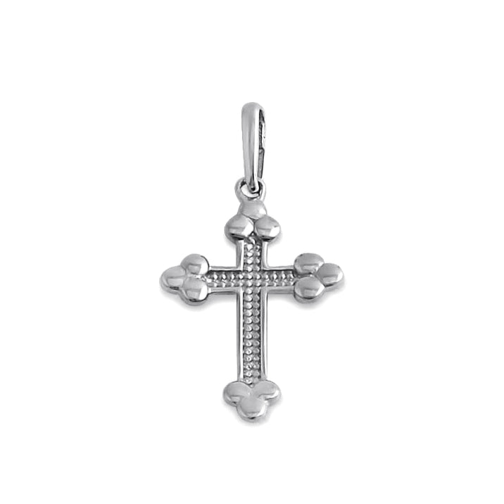 Solid 14K White Gold Rustic Cross Pendant