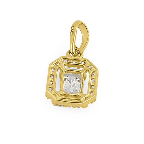 Solid 14K Yellow Gold Small Emerald Cut CZ Pendant