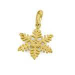 Solid 14K Yellow Gold Snowflake CZ Pendant