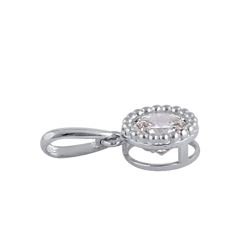 Solid 14K White Gold 6MM Round CZ Pendant