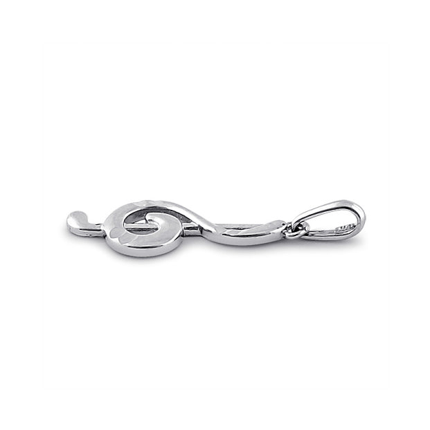 Solid 14K White Gold Music Note Pendant