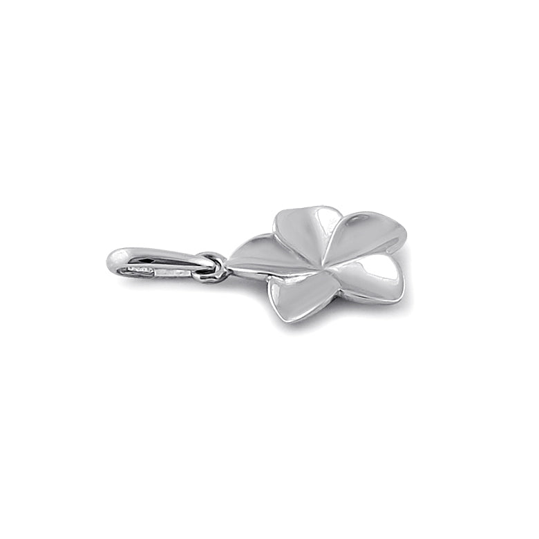 Solid 14K White Gold Plumeria Flower Pendant