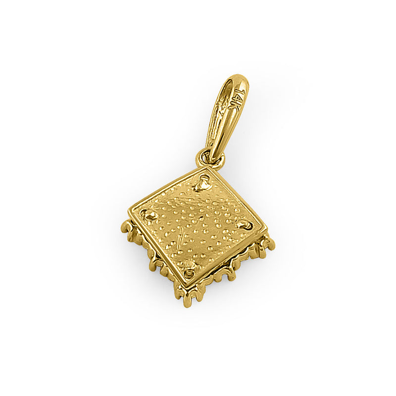 Solid 14K Yellow Gold Diamond Shaped CZ Pendant