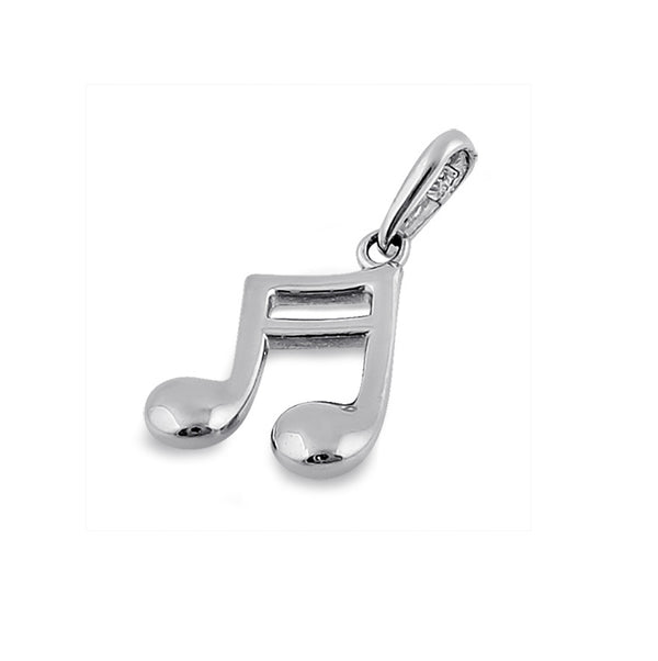 Solid 14K White Gold Music Note Pendant