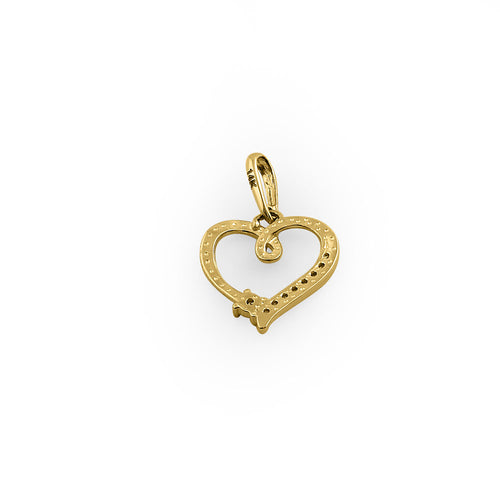 Solid 14K Yellow Gold Elegant Heart CZ Pendant