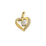 Solid 14K Yellow Gold Sparkling Heart CZ Pendant