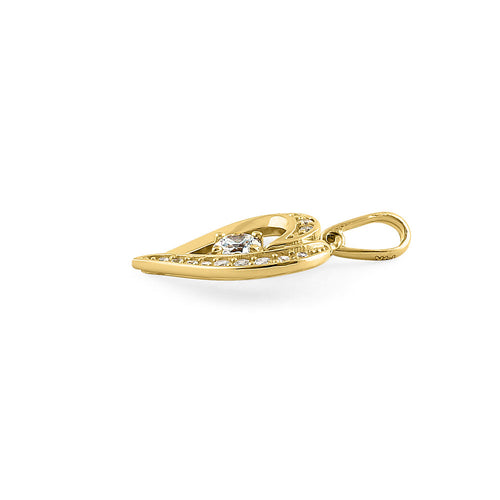 Solid 14K Yellow Gold Sparkling Heart CZ Pendant
