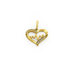 Solid 14K Yellow Gold Heart Beat CZ Pendant