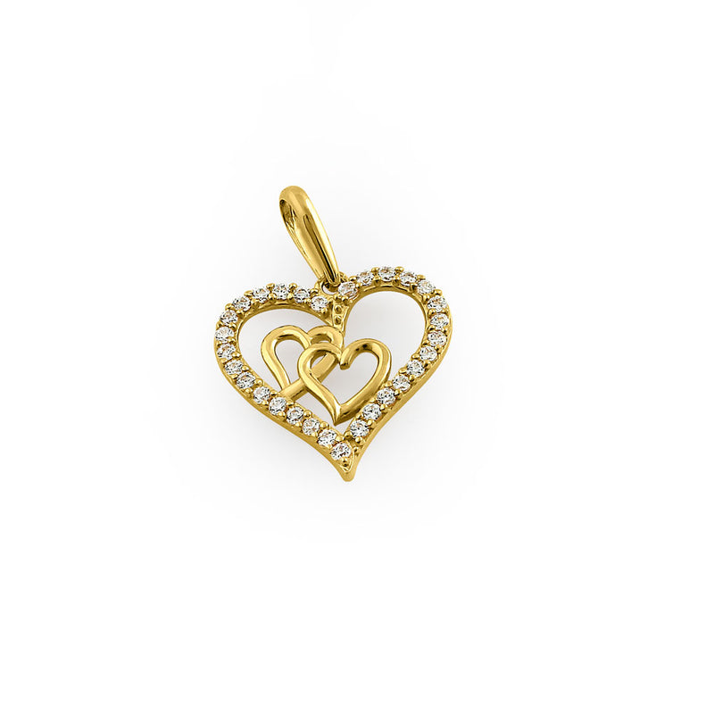 Solid 14K Yellow Gold True Love CZ Pendant