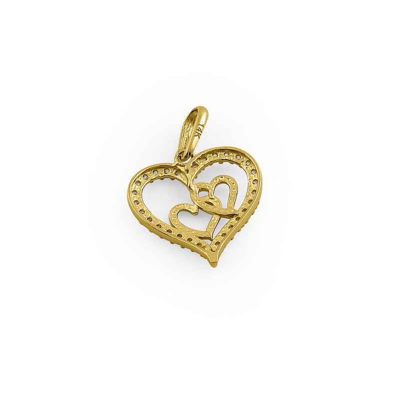 Solid 14K Yellow Gold True Love CZ Pendant