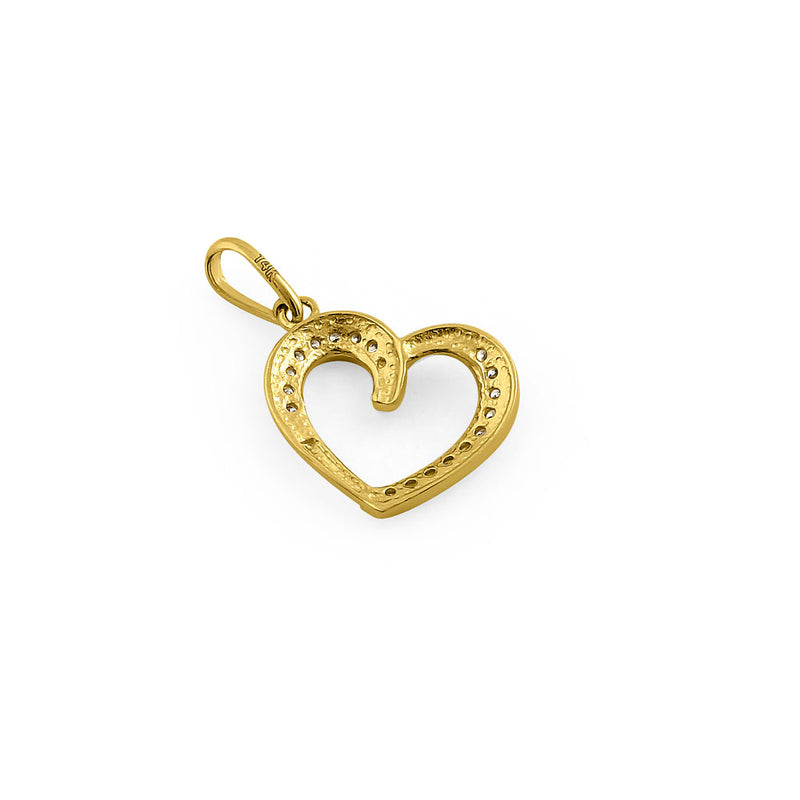Solid 14K Yellow Gold Generous Heart CZ Pendant