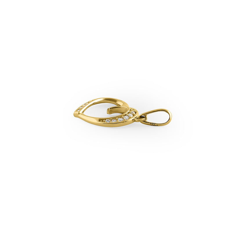 Solid 14K Yellow Gold Generous Heart CZ Pendant