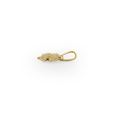 Solid 14K Yellow Gold Lucky Clover CZ Pendant