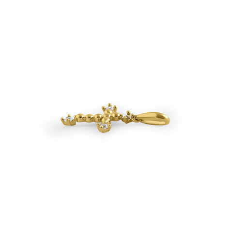 Solid 14K Yellow Gold Cross CZ Pendant