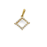 Solid 14K Yellow Gold Outline Diamond Shaped CZ Pendant