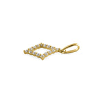 Solid 14K Yellow Gold Outline Diamond Shaped CZ Pendant