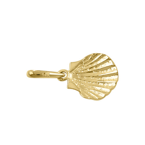 Solid 14K Yellow Gold Clam Shell Pendant