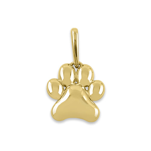 Solid 14K Yellow Gold Paw Pendant