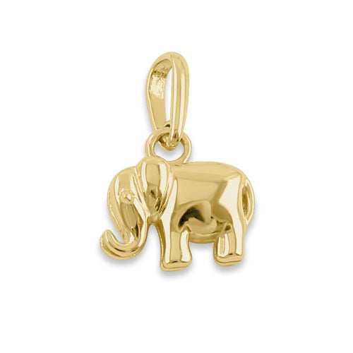 Solid 14K Yellow Gold Small Elephant Pendant