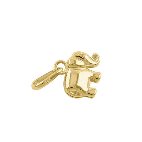 Solid 14K Yellow Gold Small Elephant Pendant