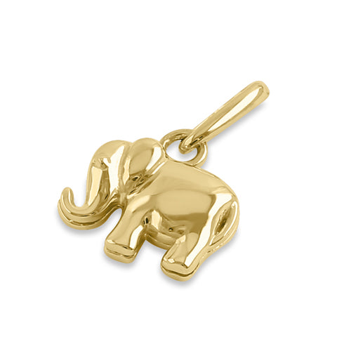 Solid 14K Yellow Gold Small Elephant Pendant