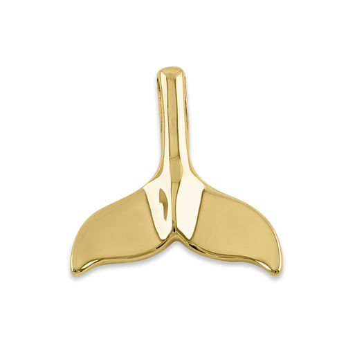 Solid 14K Yellow Gold Big Dolphin Tail Pendant