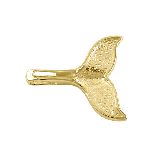 Solid 14K Yellow Gold Big Dolphin Tail Pendant