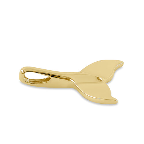 Solid 14K Yellow Gold Big Dolphin Tail Pendant