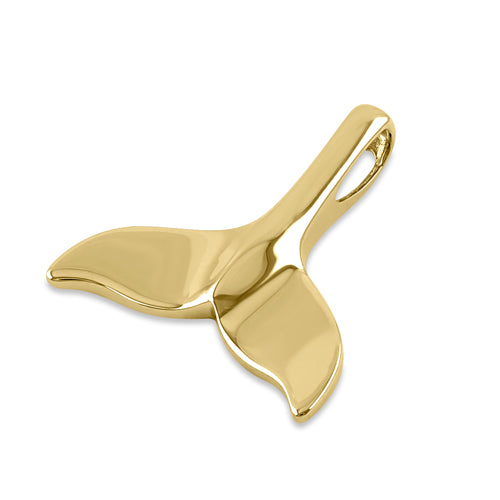 Solid 14K Yellow Gold Big Dolphin Tail Pendant